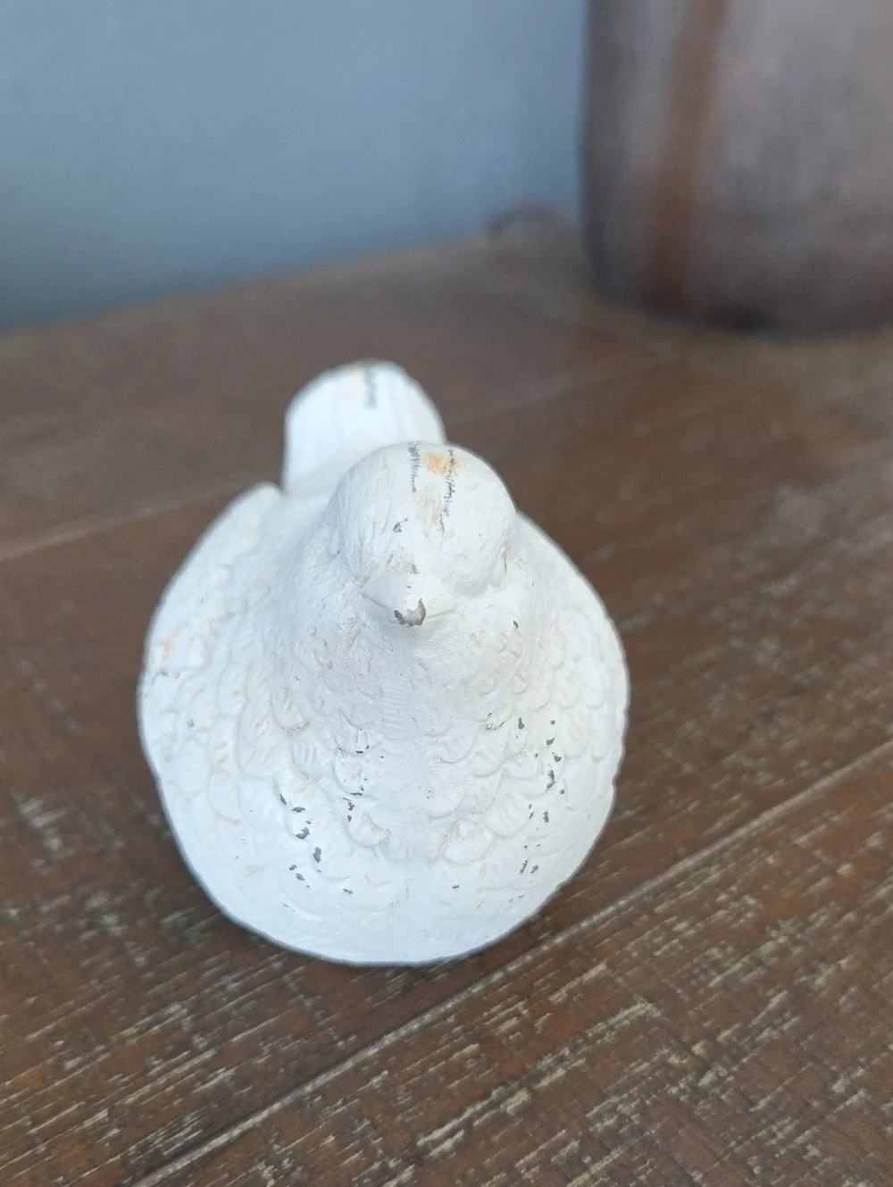 Rustic Shabby Chic White & Cream Bird Figurines Farmhouse Cottage Decor Set of 2